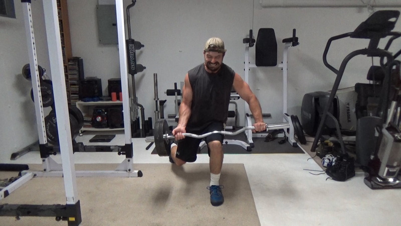 Offset Loaded EZ Bar Split Squats for the Obliques Stand