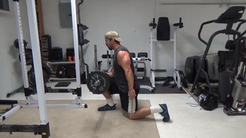 Offset Loaded EZ Bar Split Squats for the Obliques Start