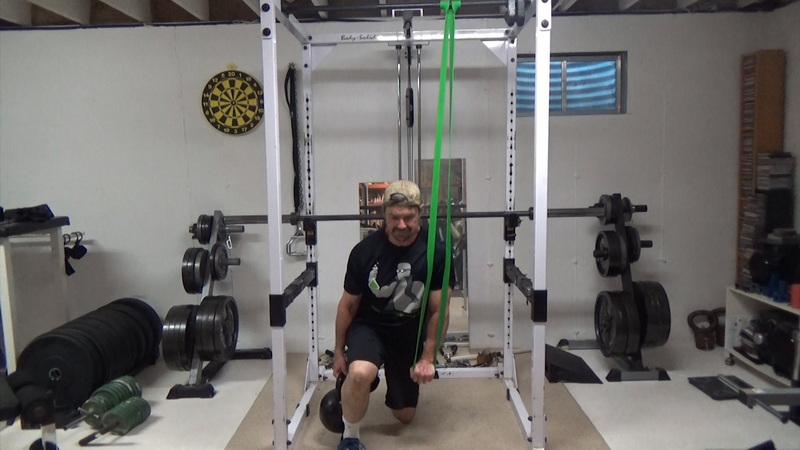 Up-Down Core Split Squats for Deep Core and Pelvic Floor Strength with a band and kettlebell bottom