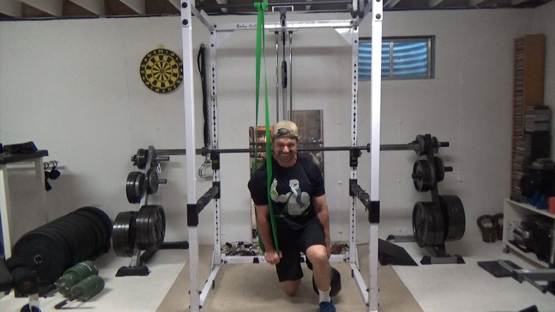 Up-Down Core Split Squats for Deep Core and Pelvic Floor Strength with a band and kettlebell bottom