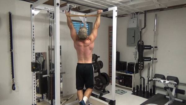 Corner Rack Pull-Ups For Building Wider Lats band bottom