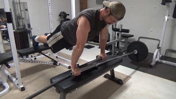 Constant Tension Bodyweight Chest Training...Two Barbell Bench Leverage Push-Ups top2