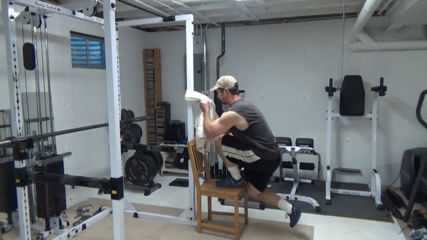 Single Leg Bench Squats Towel