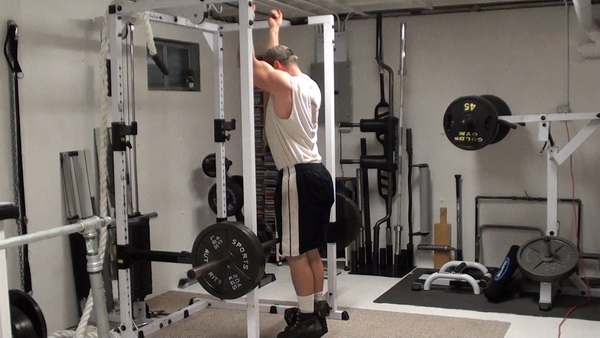 Braced Leg Hanging Dumbbell Leg Curls Start