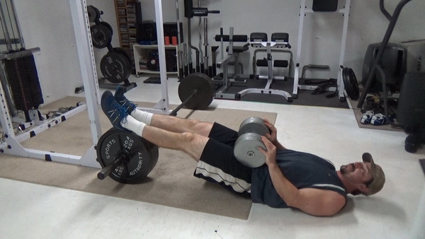 Roll-Up Barbell Plate Leg Curls Heavy Weight Start