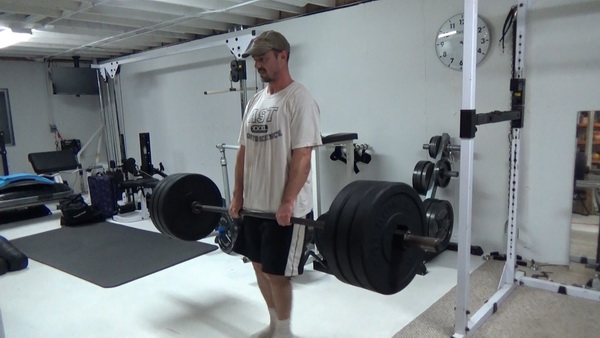 Side-Stepping Barbell Farmers Walks Step In