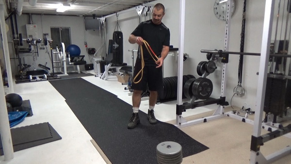 Lateral Dumbbell Gorilla Walking For Conditioning and Movement Training With Bands