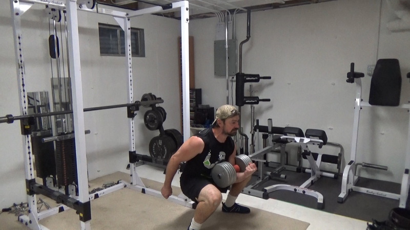 Single Dumbbell Zercher Squats For Legs, Core and Upper Back Training Bottom