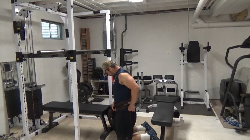 Two Bench Hip Belt Split Squats For Single-Leg, Heavy Quadricep Training Setup