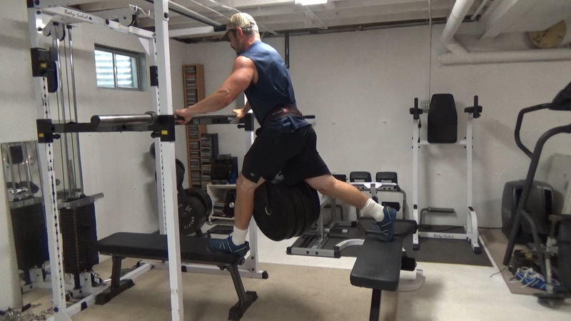 Two Bench Hip Belt Split Squats For Single-Leg, Heavy Quadricep Training start