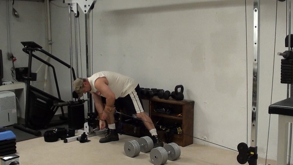 Hybrid Cable-Dumbbell Shrugs for Monster Traps Setup Other Side