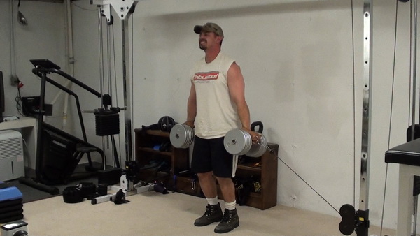 Hybrid Cable-Dumbbell Shrugs for Monster Traps Start