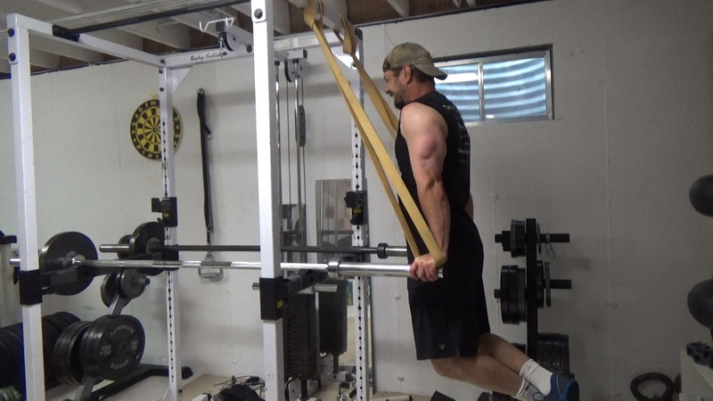 Band-on-Bar Dips for Dual-Resistance Continuous Tension Tricep Training Top