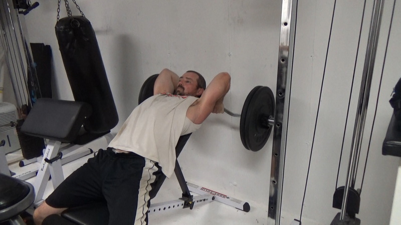 Rolling Wall French Curls for greater triceps stretch bottom