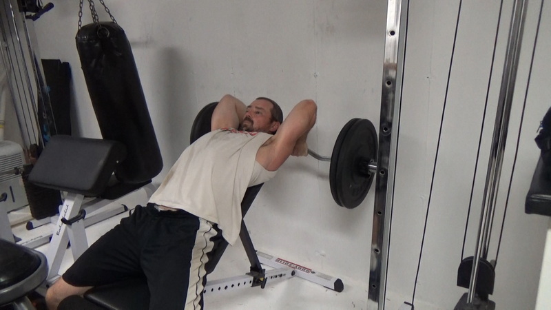 Rolling Wall French Curls for greater triceps stretch bottom