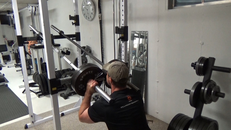 Two Bar Front Squat Machine Triple Drop Sets End View