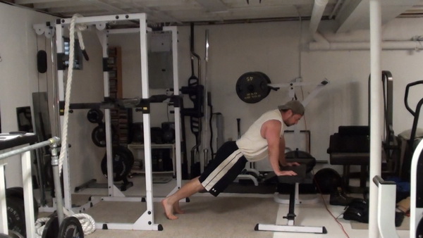 Hands-Elevated Bench Push-Ups Start