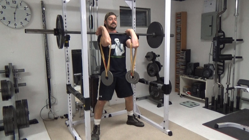 Elbow Band-Plate Hanging Front Squats Start