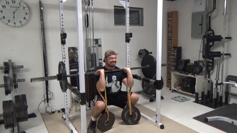 Elbow Band-Plate Hanging Front Squats Heavier