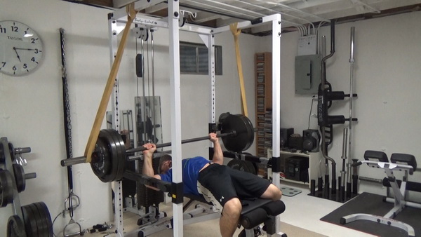 Reverse Band Eccentric Bench Press For Building Fast Bench Press Strength Lowering