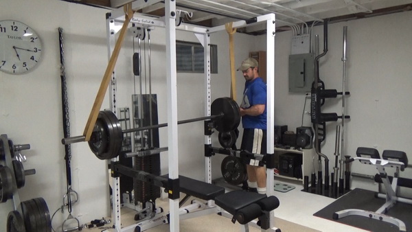 Reverse Band Eccentric Bench Press For Building Fast Bench Press Strength Lift other end