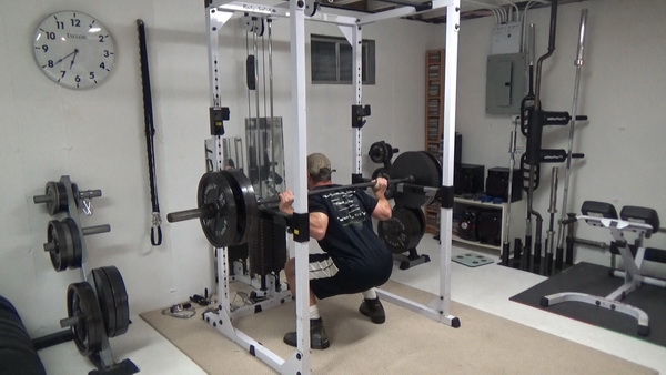 Barbell Squat Bottom on Rails