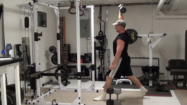 One Arm Overhead Dumbbell Split Squats